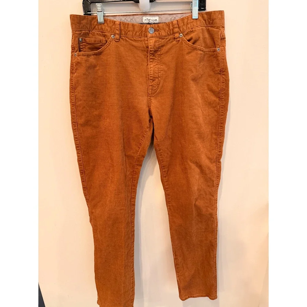 Peter Millar Mens MF22B29 Burnt Orange Corduroy 5-Pocket Straight Pants 36x32